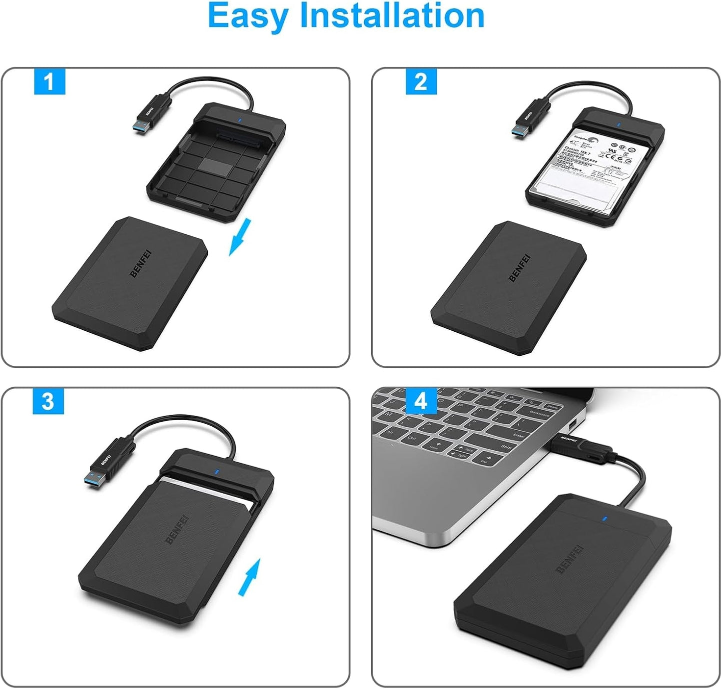 BENFEI 2.5 Inch SATA to USB Tool Free External Hard Drive Enclosure - The Grand Bazaar of Australia
