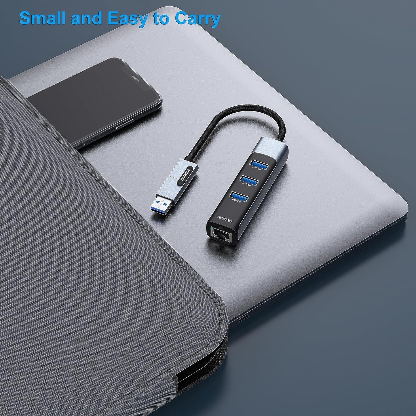 BENFEI 350GY 2-in-1 USB-C+USB 3.0 to RJ45 Gigabit Ethernet Port + 3-Port USB 3.0 HUB