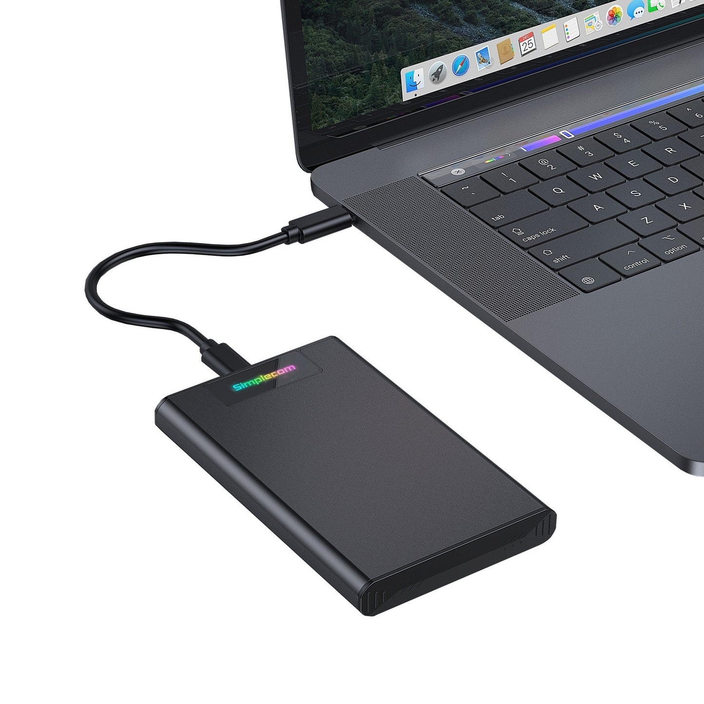 Simplecom SE239 Tool-free 2.5" SATA HDD SSD to USB-C Enclosure with RGB Lights USB 3.2 Gen 2 - The Grand Bazaar of Australia