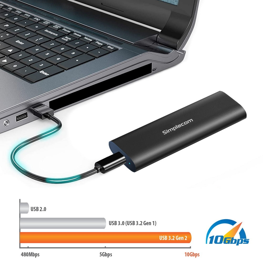 Simplecom SE516 NVMe / SATA Dual Protocol M.2 SSD Tool-Free USB-C Enclosure USB 3.2 Gen 2 10Gbps - The Grand Bazaar of Australia