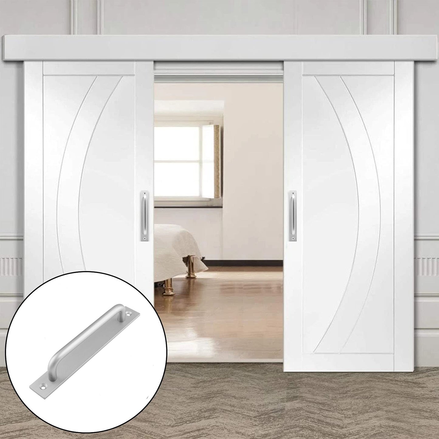 Barn Door Handle Sliding Pull Cabinet Door Handles Drawer knobs Kitchen Handles Silver - The Grand Bazaar of Australia