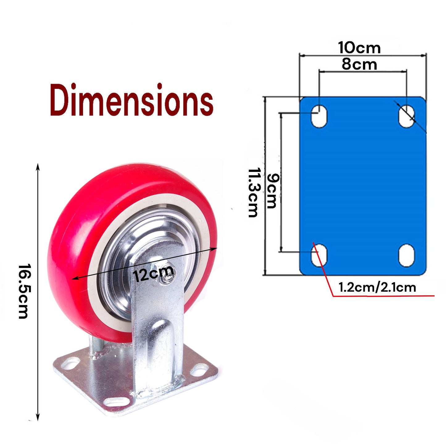 5 inch Industrial Caster Wheels Fixed Casters Castor Wheels Cart Furniture Workbench - The Grand Bazaar of Australia