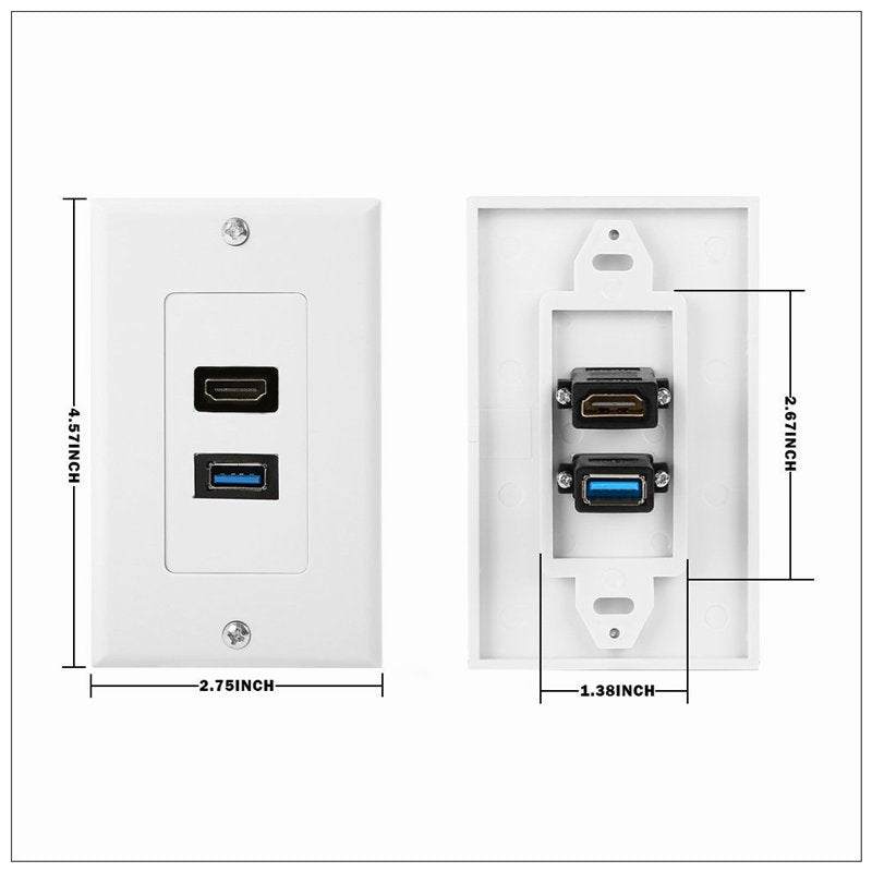 HDMI USB 3.0 Audio Stereo Pass Through Component Composite Wall Plate Panel - The Grand Bazaar of Australia