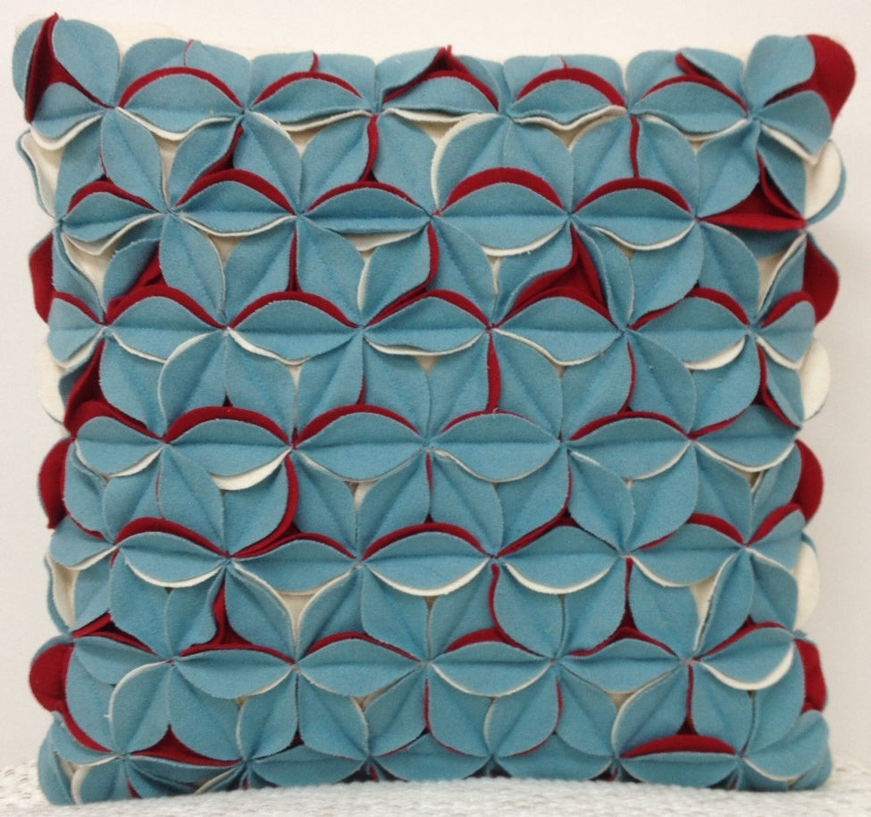 Amelie Aqua Blue & Red 3D Texture Cushion Cover - The Grand Bazaar of Australia