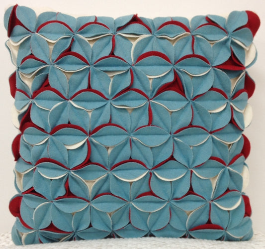 Amelie Aqua Blue & Red 3D Texture Cushion Cover - The Grand Bazaar of Australia