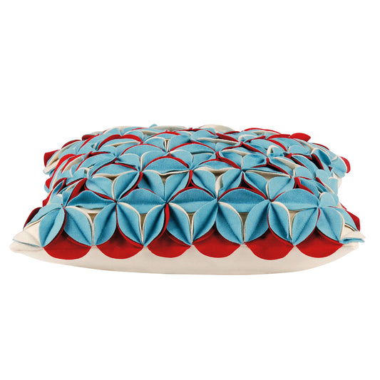 Amelie Aqua Blue & Red 3D Texture Cushion Cover - The Grand Bazaar of Australia