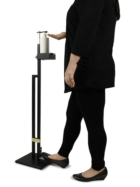 Lirash Touch Free Hand Sanitiser Dispenser Station Floor Stand Foot Operated - Gold Black - The Grand Bazaar of Australia