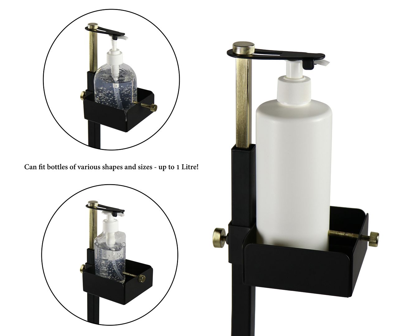 Lirash Touch Free Hand Sanitiser Dispenser Station Floor Stand Foot Operated - Gold Black - The Grand Bazaar of Australia