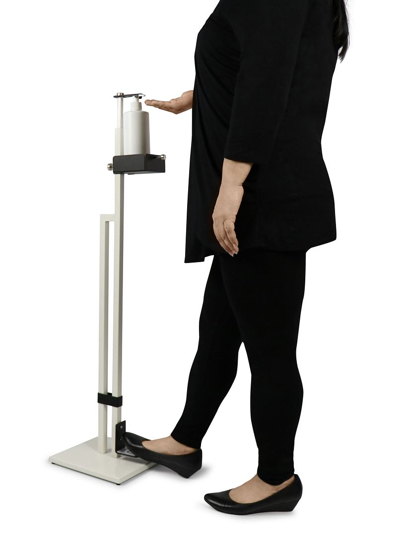 Lirash Touch Free Hand Sanitiser Dispenser Station Floor Stand Foot Operated - White Black - The Grand Bazaar of Australia