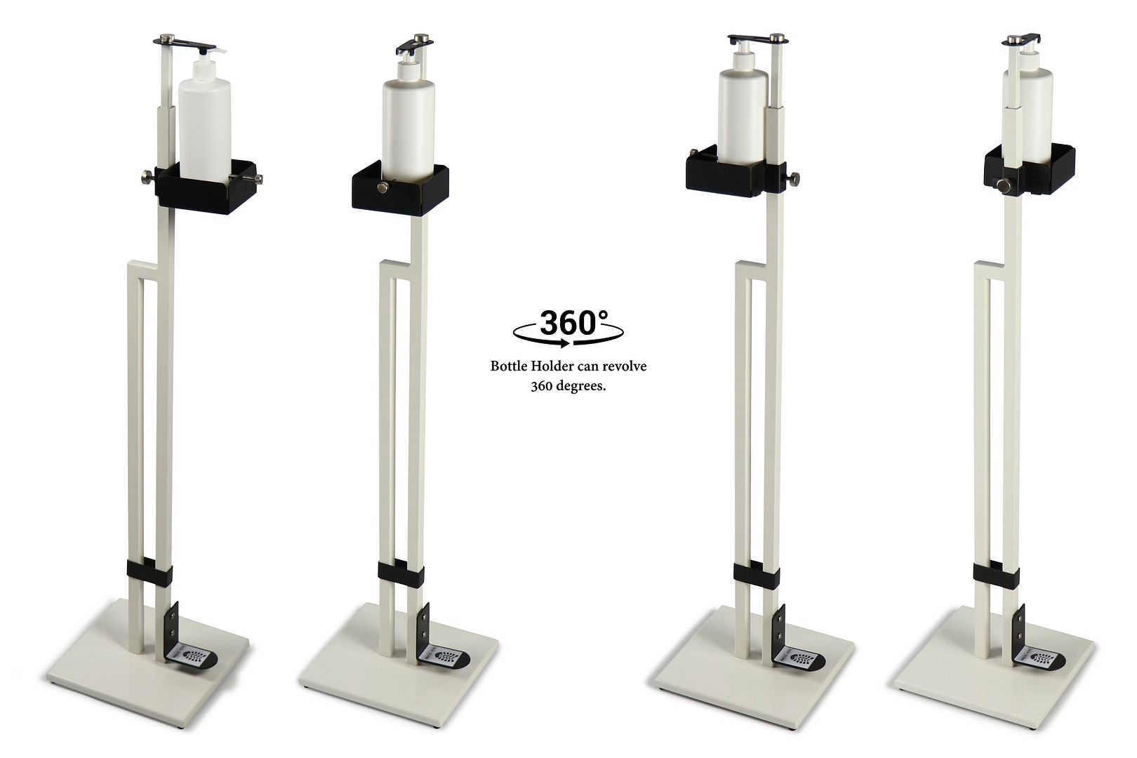 Lirash Touch Free Hand Sanitiser Dispenser Station Floor Stand Foot Operated - White Black - The Grand Bazaar of Australia