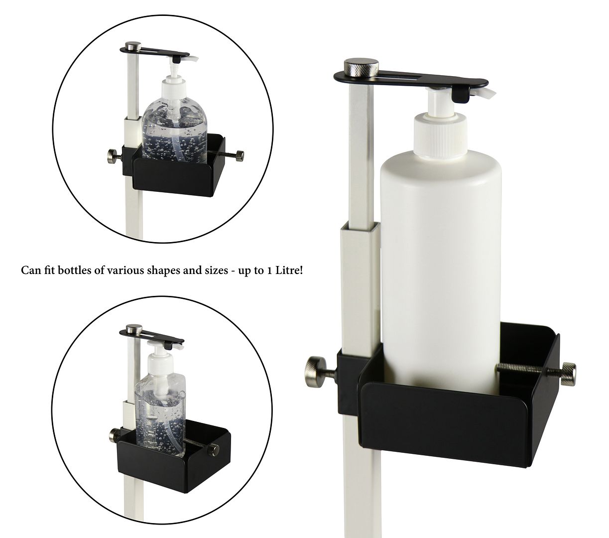 Lirash Touch Free Hand Sanitiser Dispenser Station Floor Stand Foot Operated - White Black - The Grand Bazaar of Australia