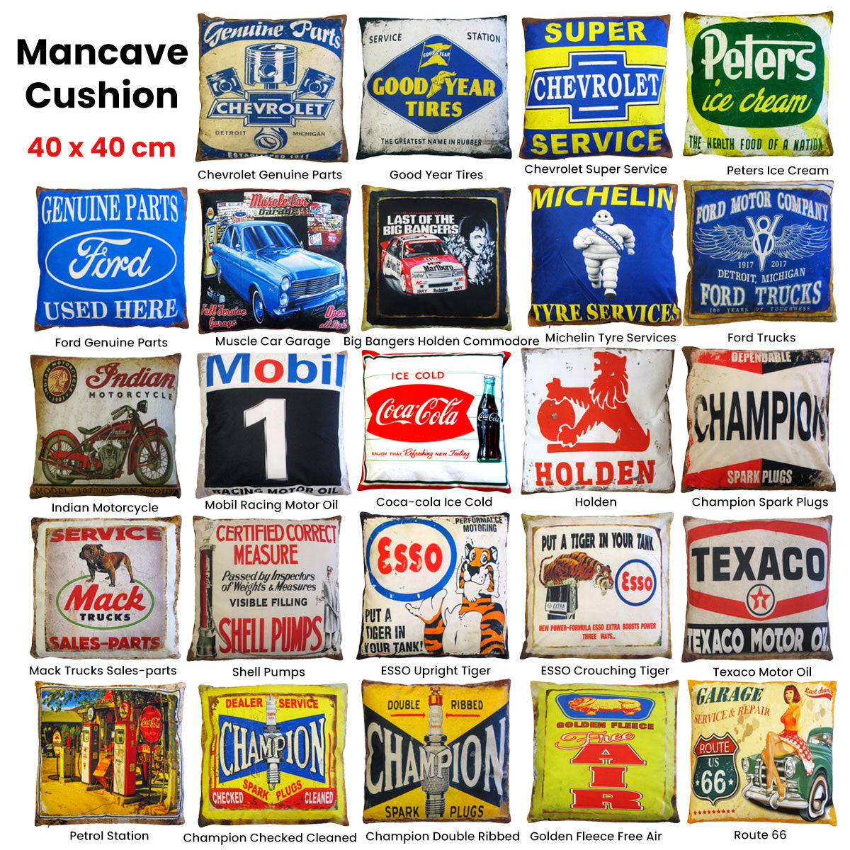 Australian Mancave Retro Cushion Golden Fleece Free Air 40 x 40 cm - The Grand Bazaar of Australia