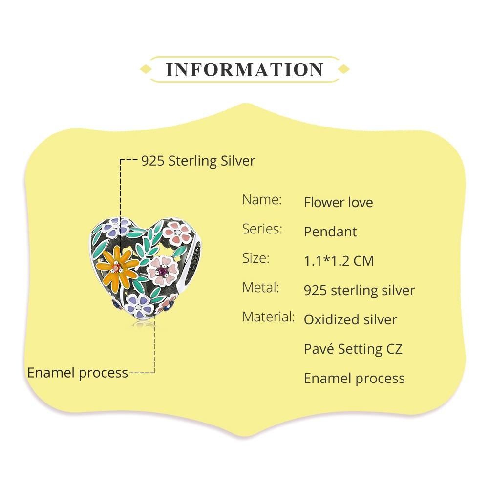 925 Sterling Silver Flower Heart Beads For Diy Bracelets & Necklaces