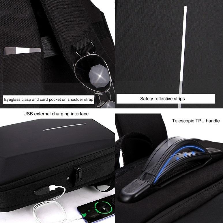 Hard Shell Backpack Alloy Frame Anti-theft Computer Bag for Men Gray