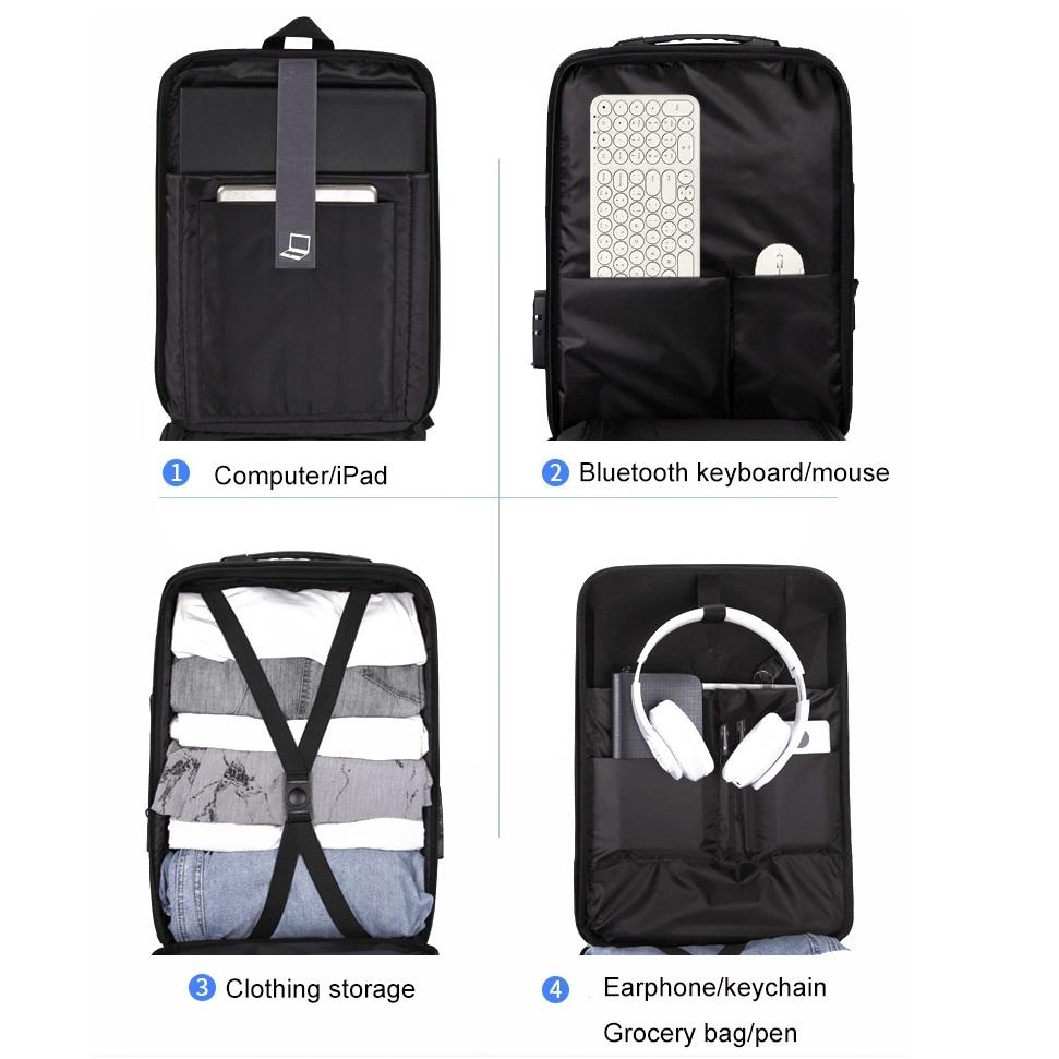 Hard Shell Backpack Alloy Frame Anti-theft Computer Bag for Men Gray