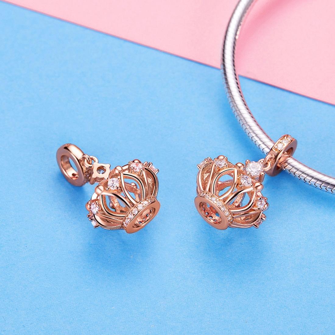 925 Sterling Silver Rose Gold Crown Pendant For Diy Necklace
