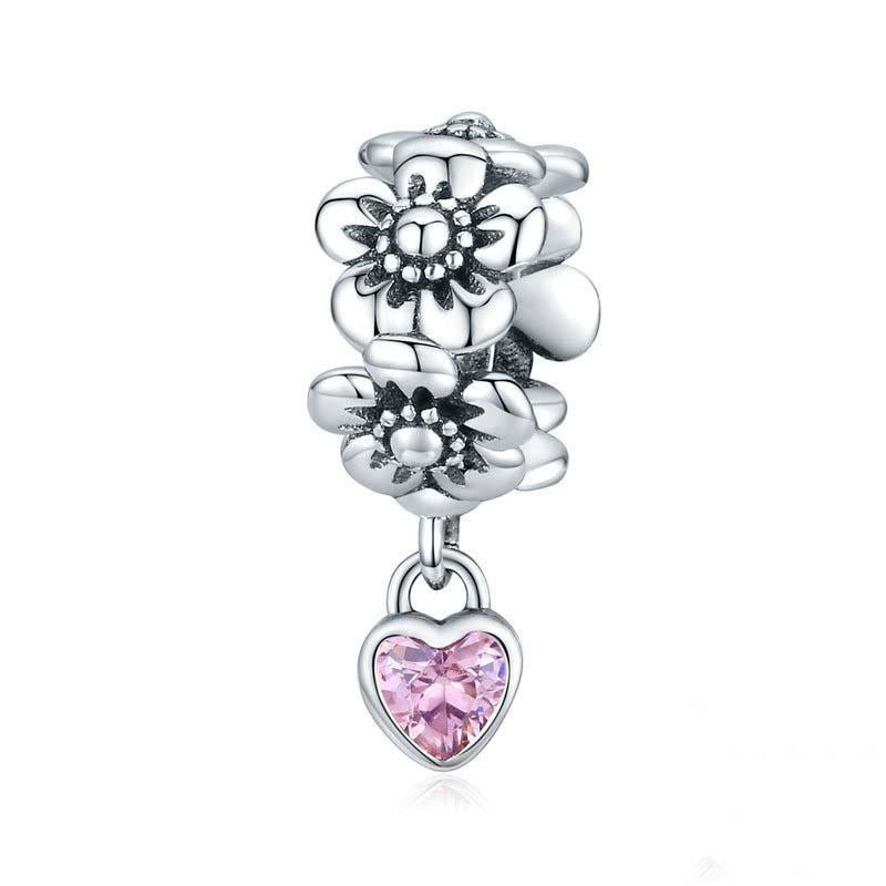 925 Sterling Silver Flower Bead Bracelet Charms