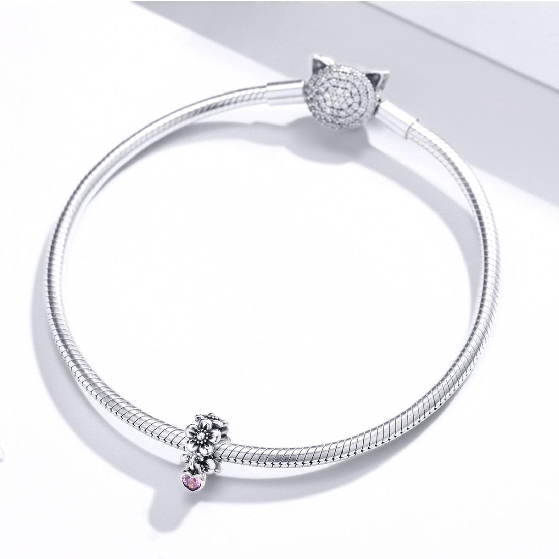 925 Sterling Silver Flower Bead Bracelet Charms
