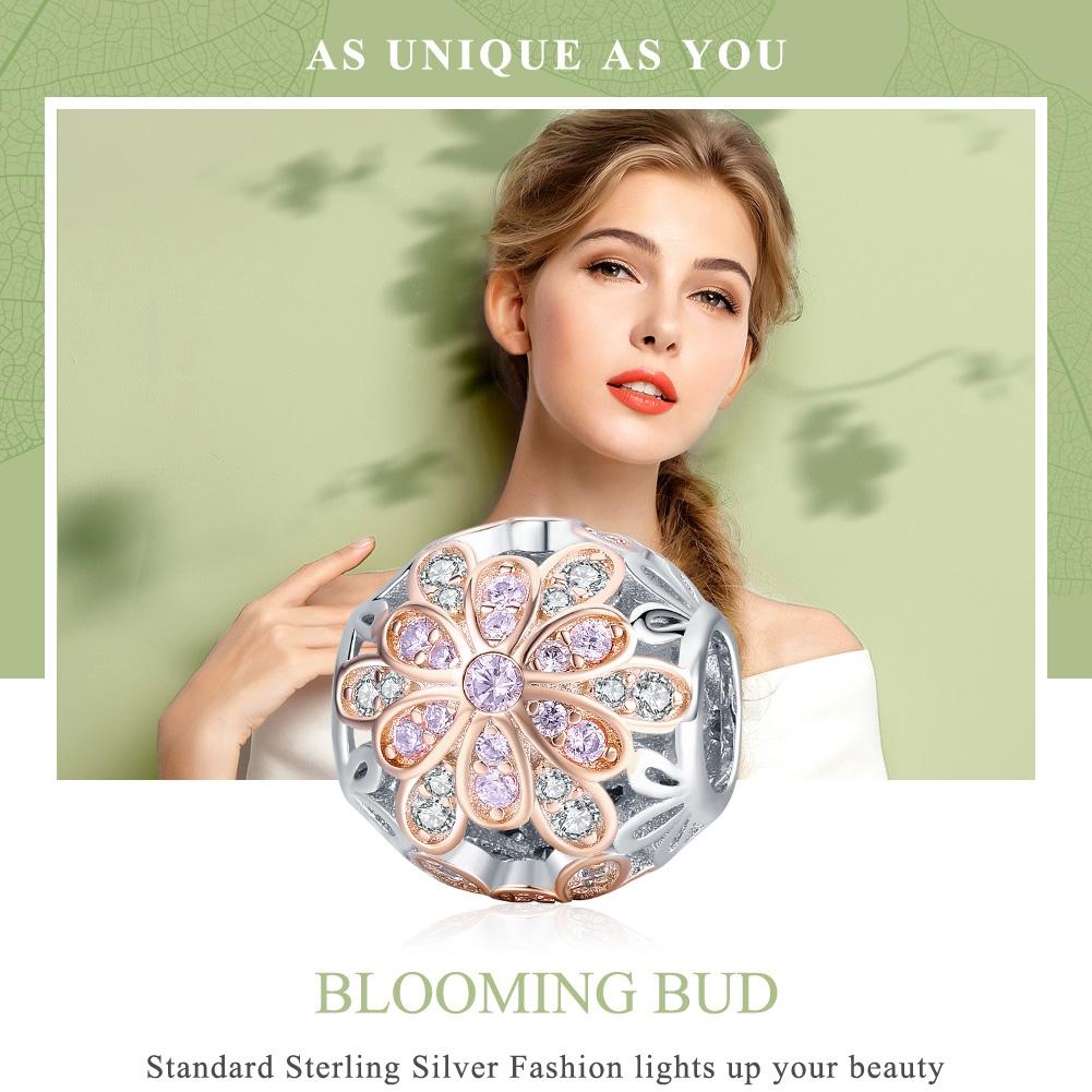 925 Sterling Silver Flower Stamen Diamond Beads For Diy Bracelets