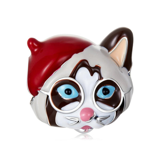 925 Sterling Silver Siamese Cat Bead For Diy Bracelet Or Necklace