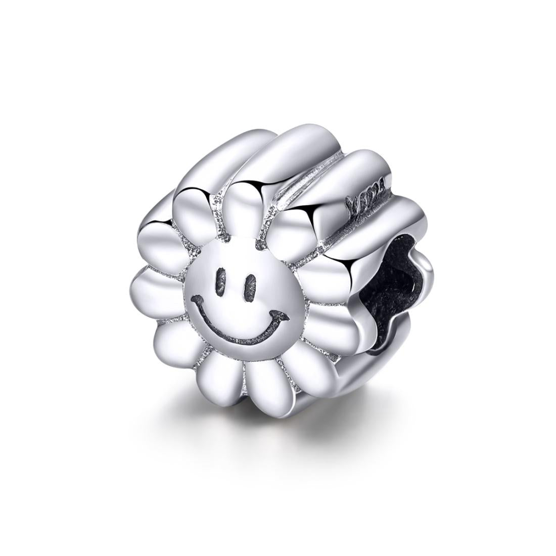 925 Sterling Silver Sunflower Smile Bead Pendant