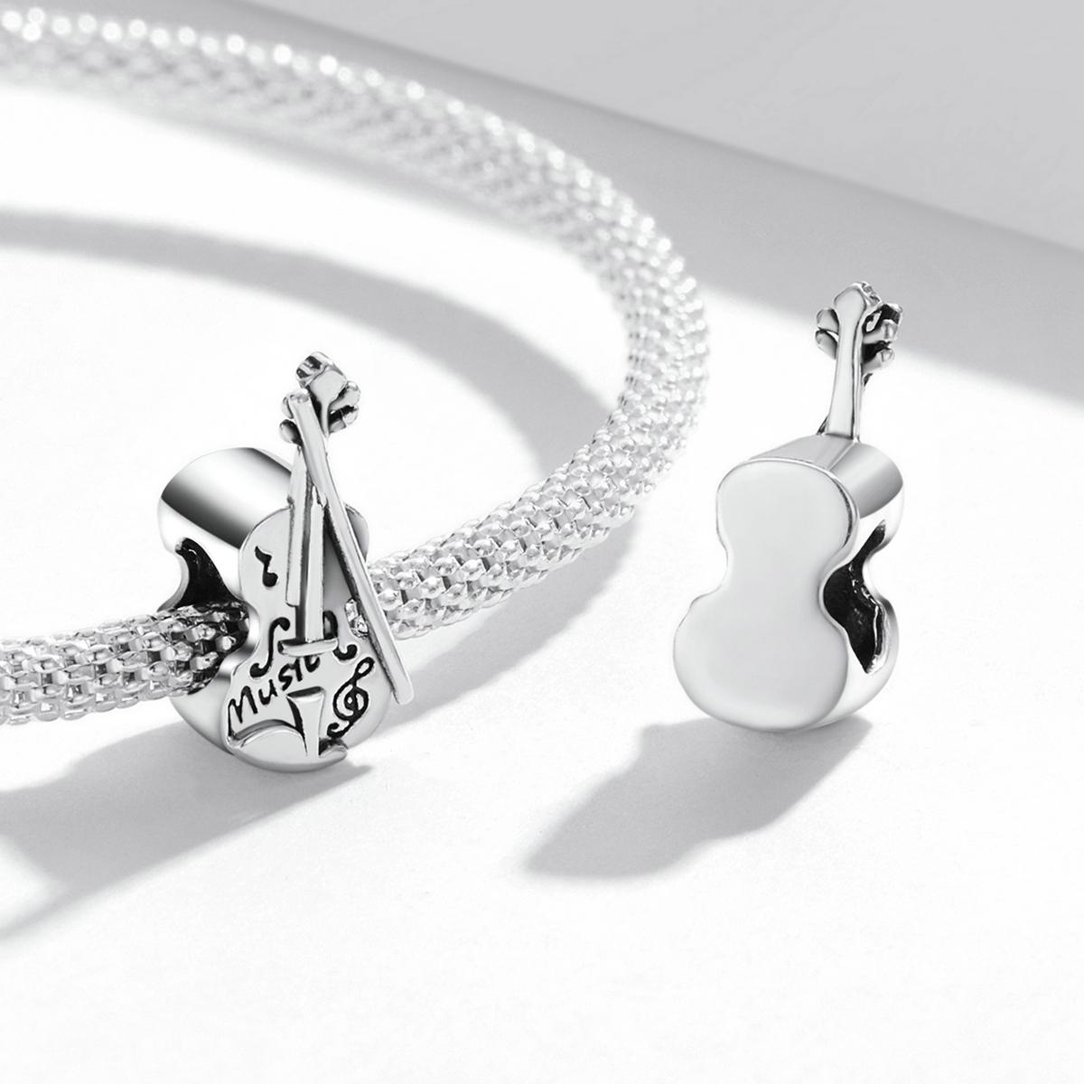 925 Sterling Silver Vintage Violin Beads For Diy Bracelets & Necklaces