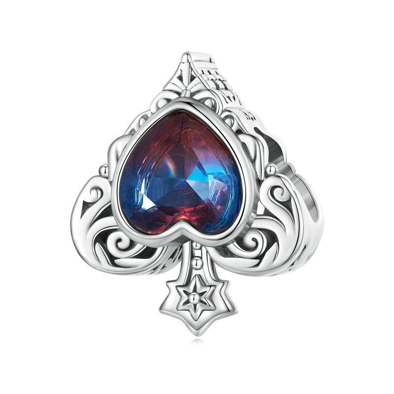 925 Sterling Silver Synthetic Tourmaline Heart Spades Bracelet