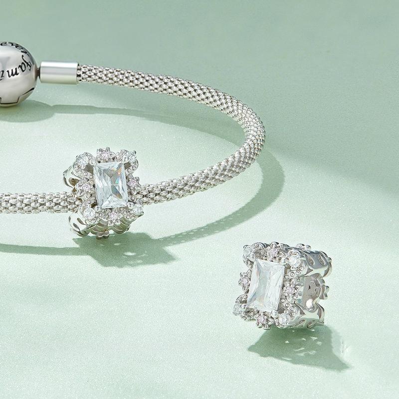 925 Sterling Silver Flower Zirconia Bracelet In Plating