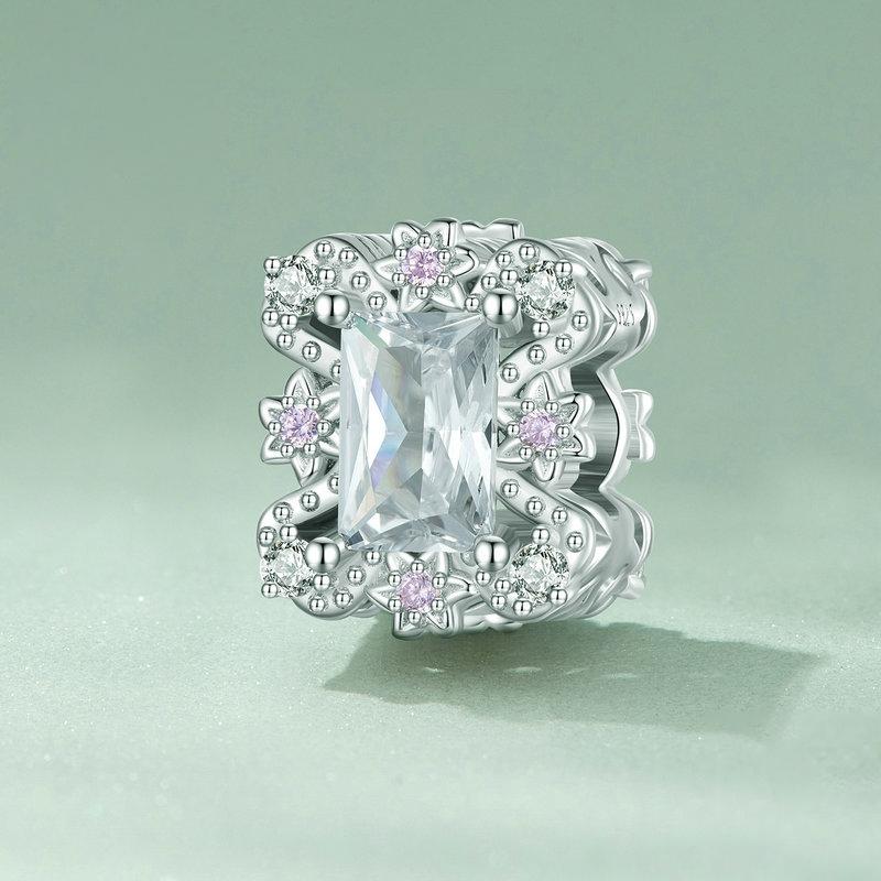 925 Sterling Silver Flower Zirconia Bracelet In Plating