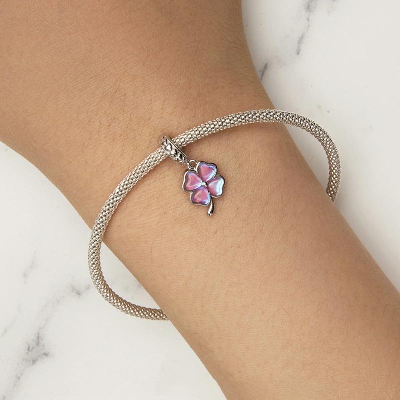 925 Sterling Silver Symphony Clover Pendant For Diy Bracelets