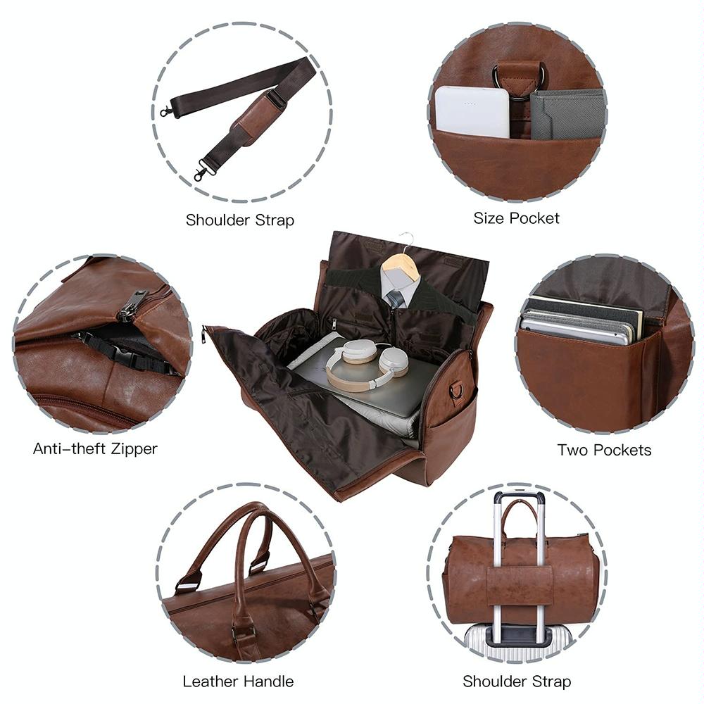 Compact Duffel Bag with Shoe Storage - Brown
