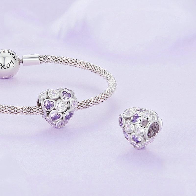 925 Sterling Silver Heart Infinity Bracelet With Zirconia Beads