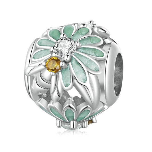 925 Sterling Silver Green Gradient Daisy Bee Bracelet