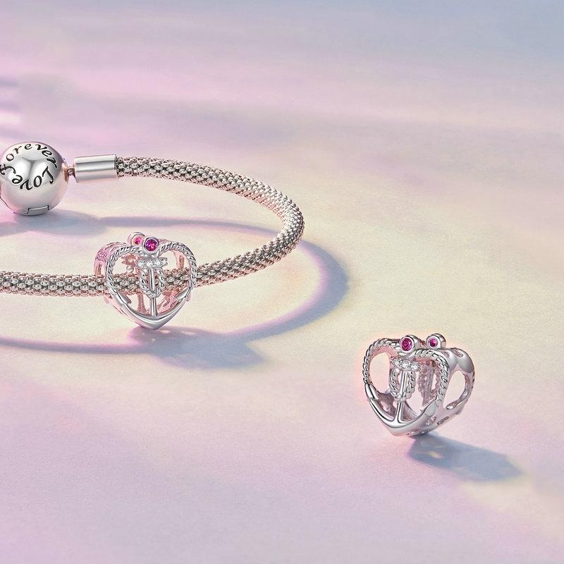 925 Sterling Silver Love Anchor Beaded Bracelet