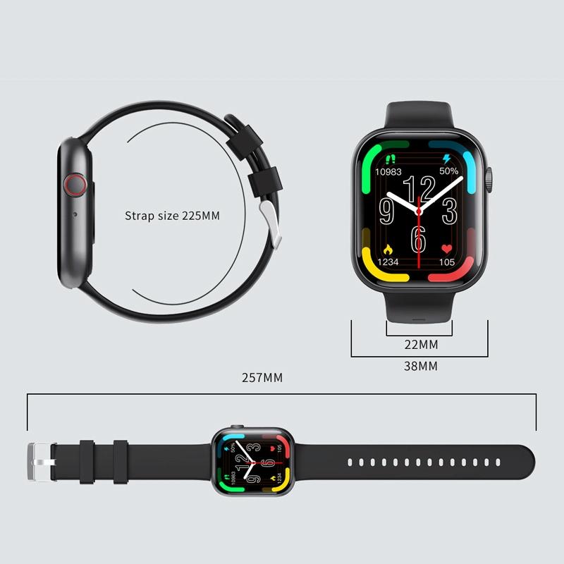 2.1 Inch Screen Smart Watch With Blood Sugar / Blood Oxygen Monitoring / Sos Alarm / 100+ Sports Modes - Black 3-Bead Steel - Black Silicone