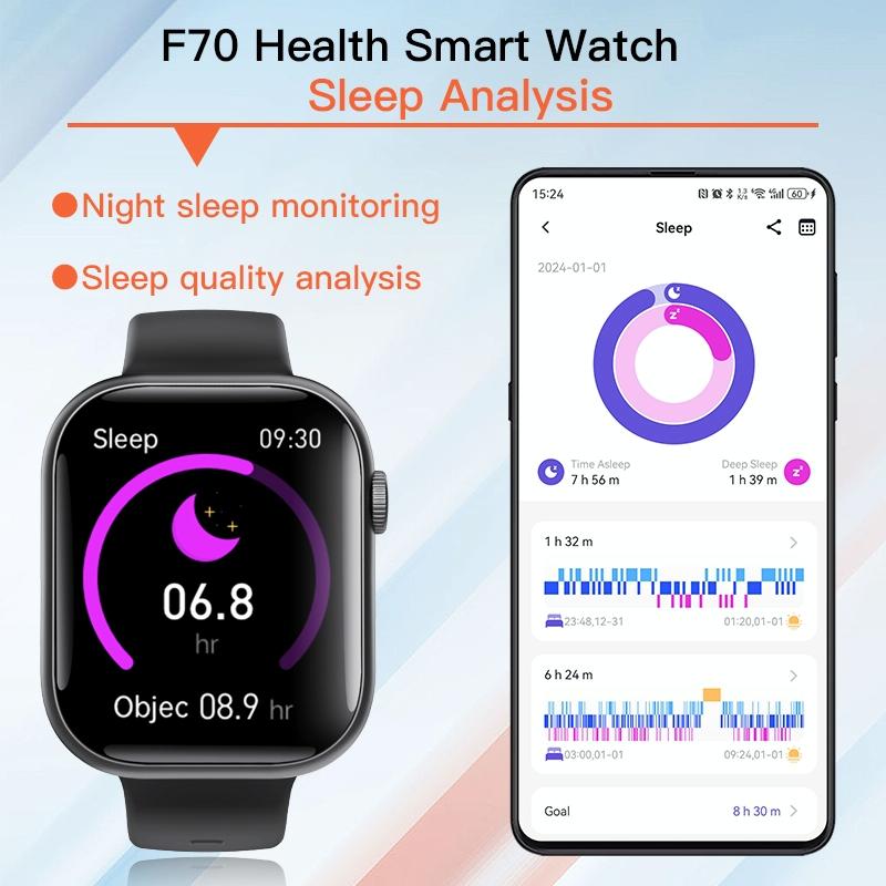 2.1 Inch Screen Smart Watch With Blood Sugar / Blood Oxygen Monitoring / Sos Alarm / 100+ Sports Modes - Black 3-Bead Steel - Black Silicone