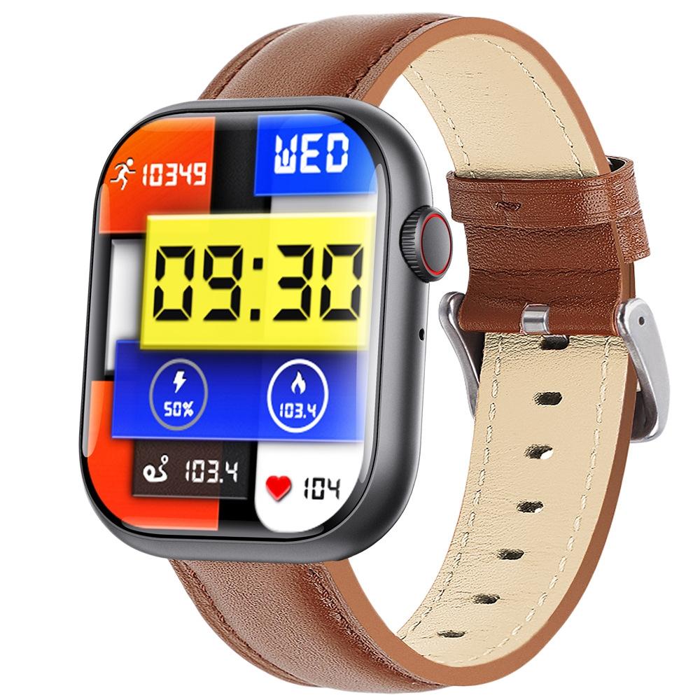 2.1 Inch Screen Smart Watch With Blood Sugar / Blood Oxygen Monitoring / Sos Alarm / 100+ Sports Modes - Black 3-Bead Steel - Black Silicone