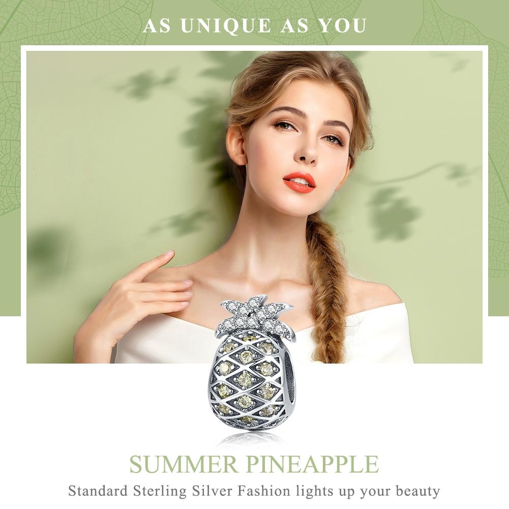 925 Sterling Silver Summer Pineapple Beads For Bracelet Or Necklace Diy Style - Bead