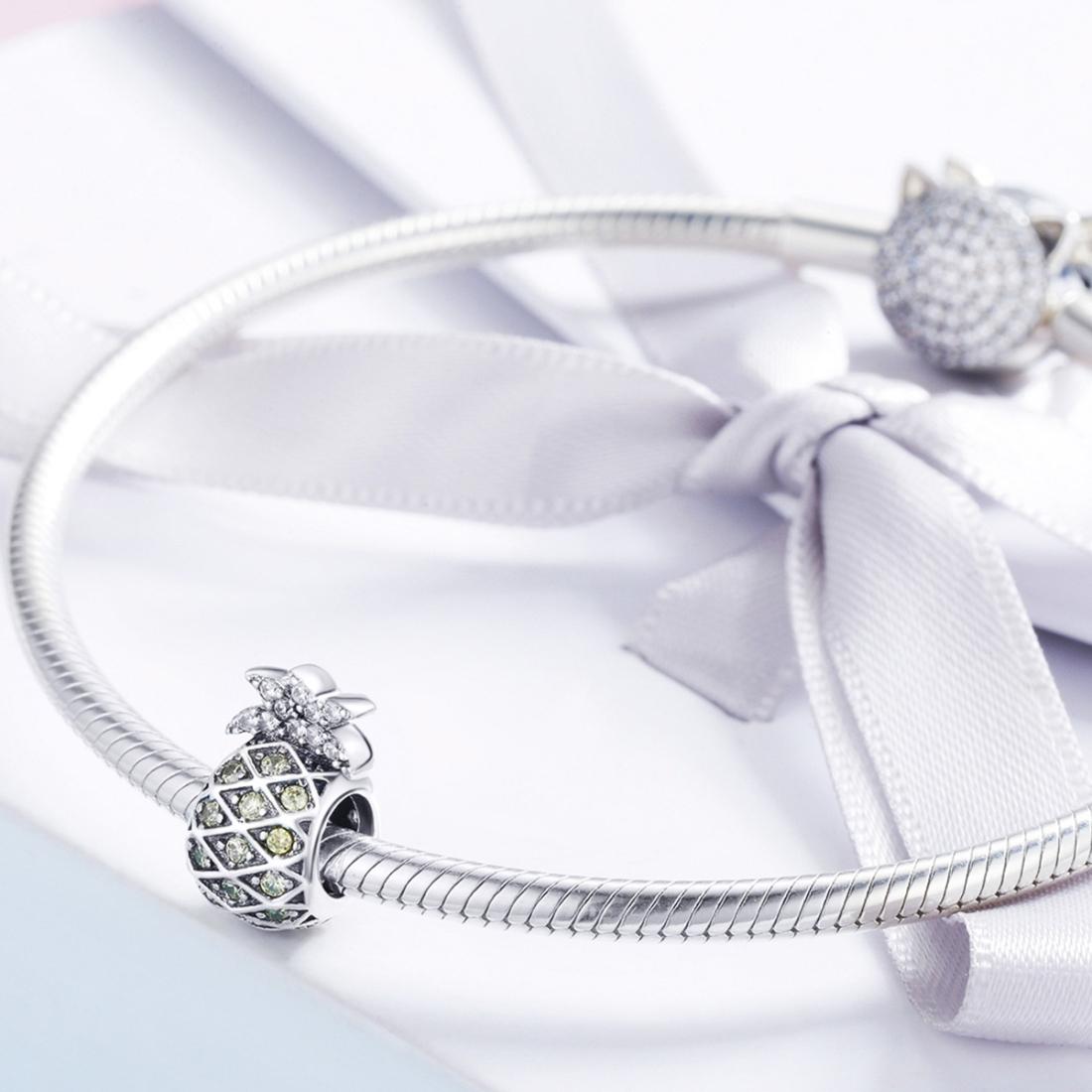 925 Sterling Silver Summer Pineapple Beads For Bracelet Or Necklace Diy Style - Bead