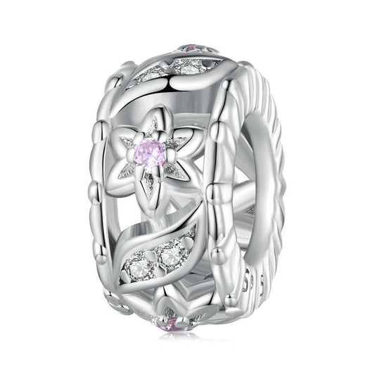 925 Sterling Silver Flower Hollow Pattern Bracelet With Zircon Beads