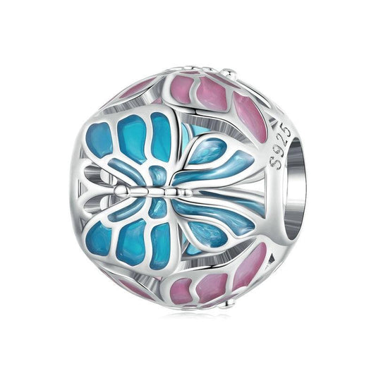 925 Sterling Silver Platinum Plated Butterfly Bracelet In