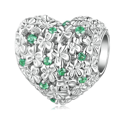 925 Sterling Silver Green Zircon Clover Beads