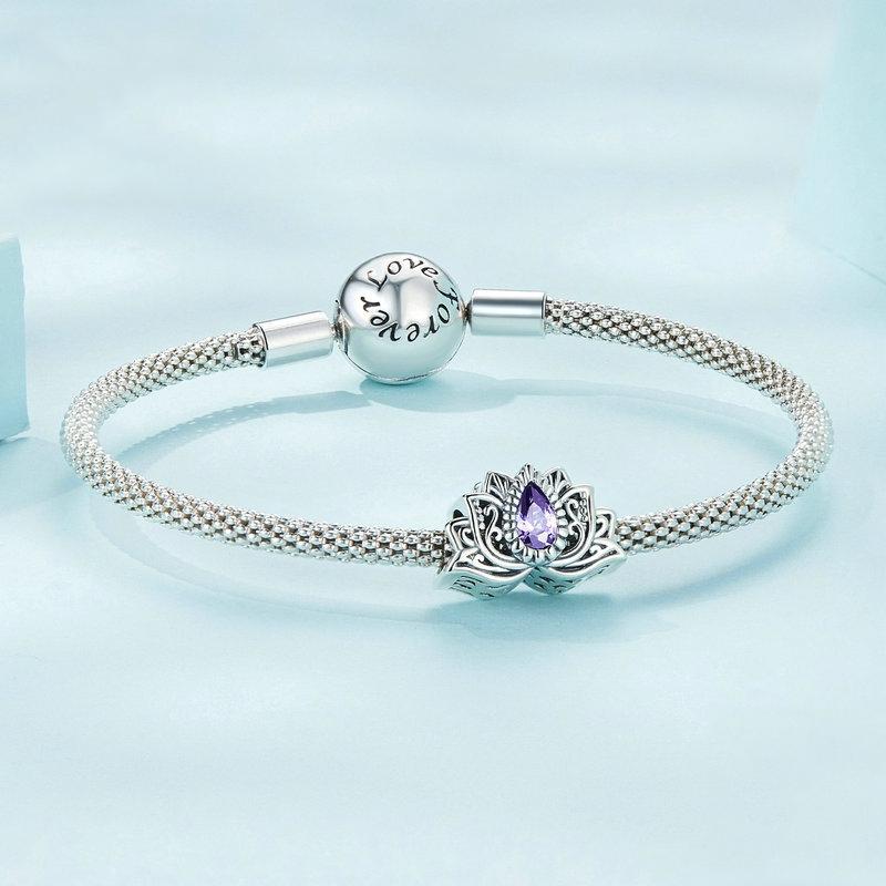 925 Sterling Silver Zircon Lotus Bracelet