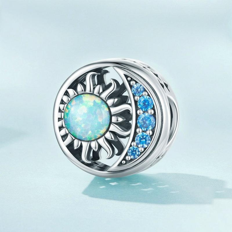 925 Sterling Silver Opal Sun Star & Moon Bracelet