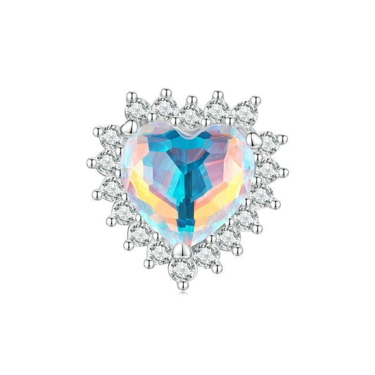 925 Sterling Silver Heart Charm Glass Bead Bracelet