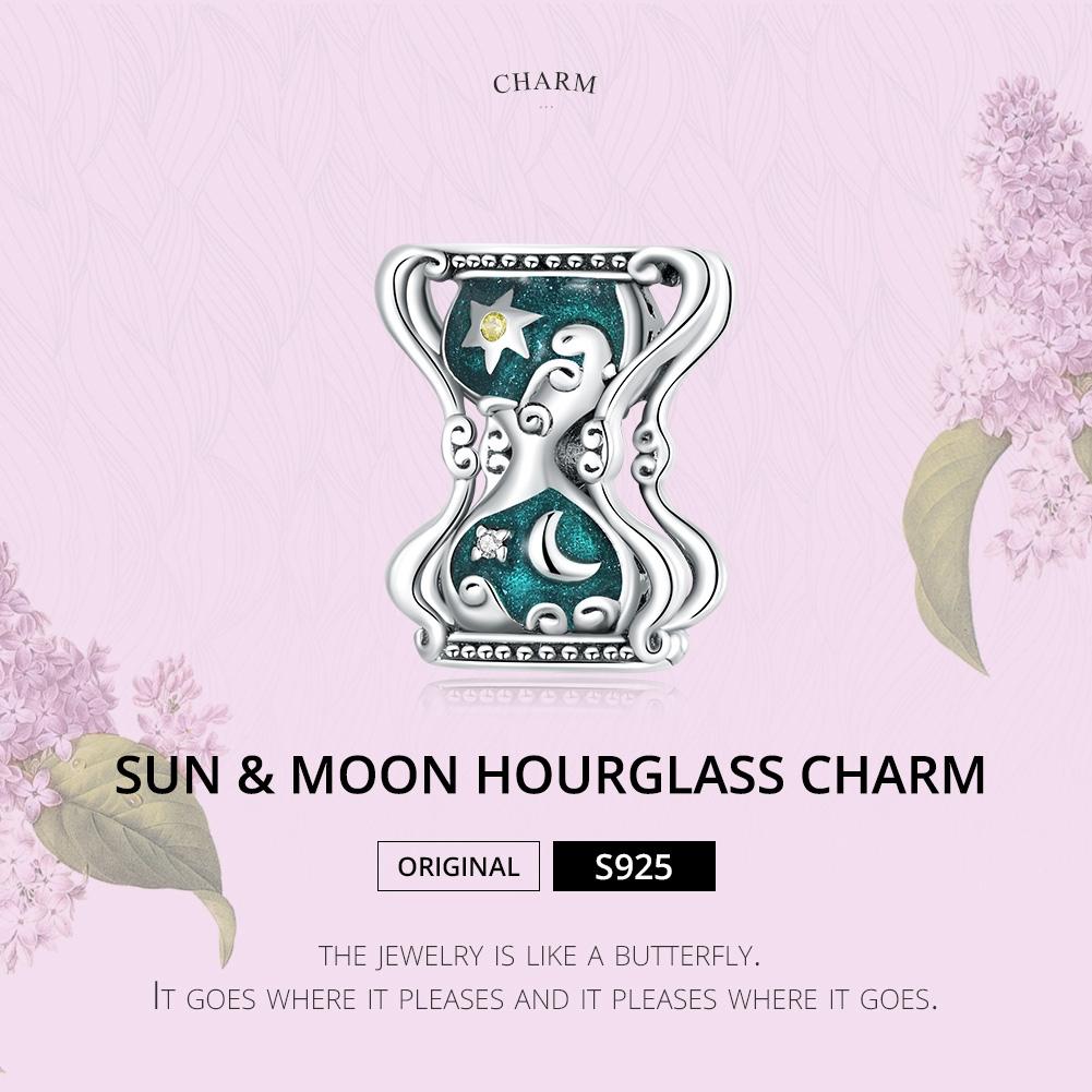 925 Sterling Silver Sun Moon Hourglass Beads Bracelet / Necklace Set