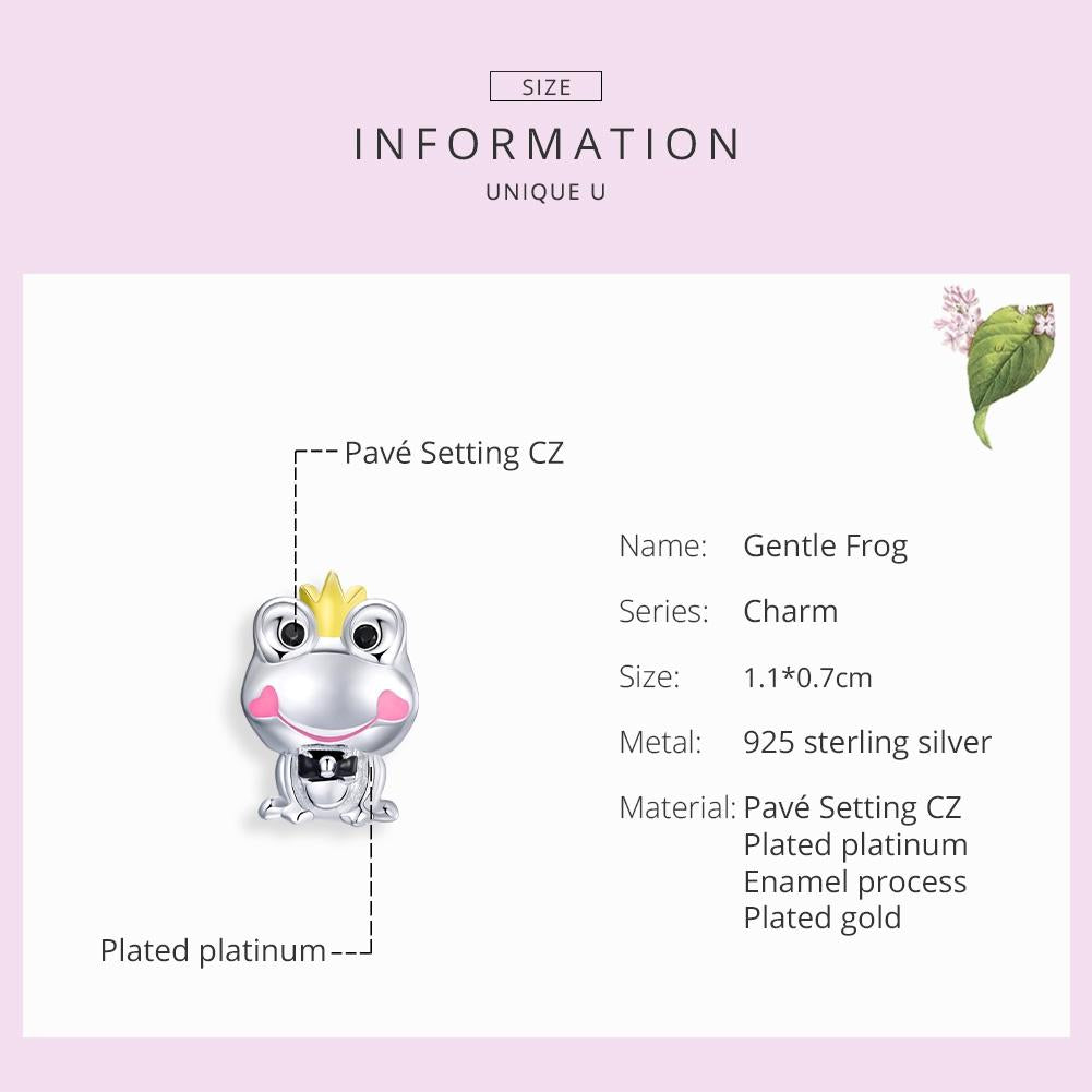 925 Sterling Silver Frog Prince Charm For Diy Bracelets & Necklaces