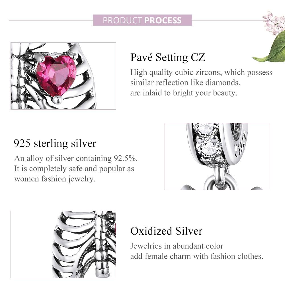 925 Sterling Silver Rib Pendant For Diy Bracelets