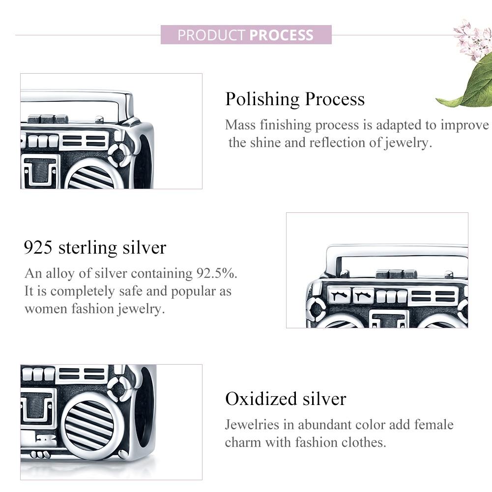 925 Sterling Silver Vintage Radio Bead Bracelet / Necklace Accessory