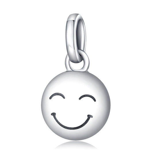 925 Sterling Silver Smiley Pendant For Diy Bracelets & Necklaces